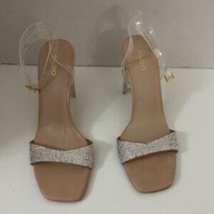 Aldo Rhinestone Ankle Strap Sandal 8.5M